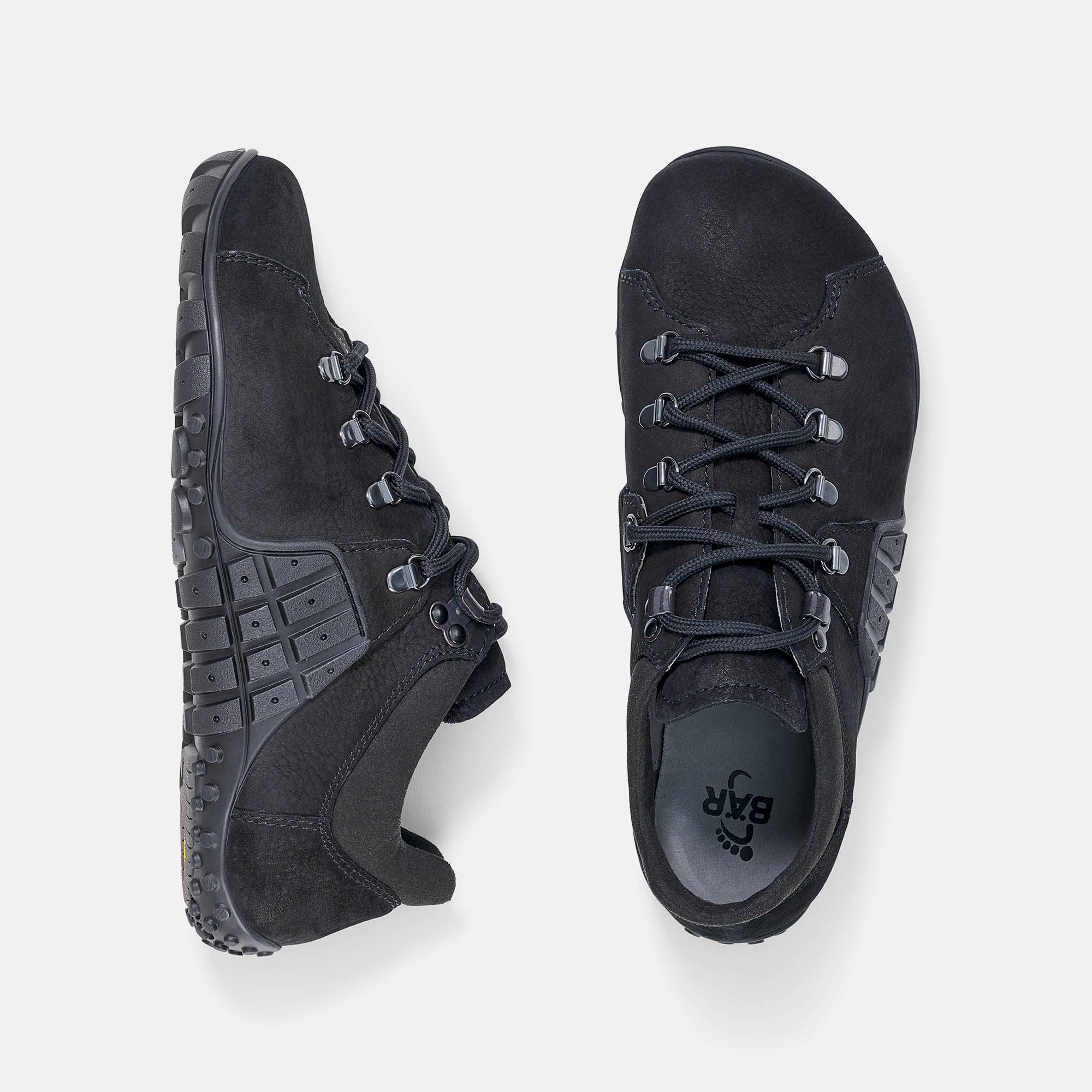 BÄR Schuhe Unisexschuhe Wanderschuhe Track Barefoot schwarz Rindnubukleder Ansicht von oben