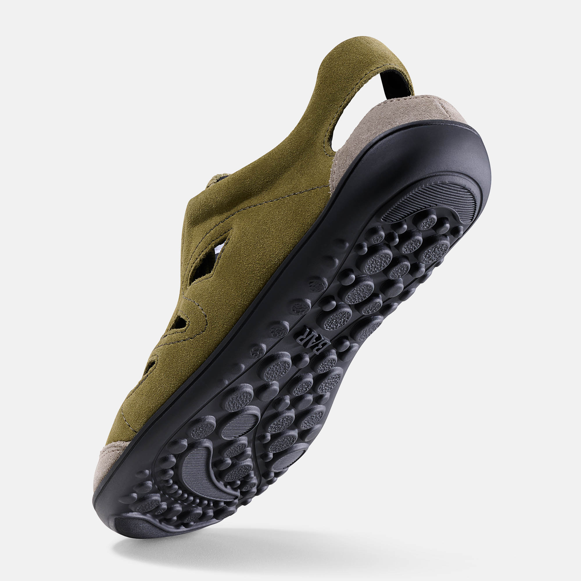 BÄR Schuhe Unisexschuhe Alltag Jess oliv Rindveloursleder, Mesh Seitenansicht