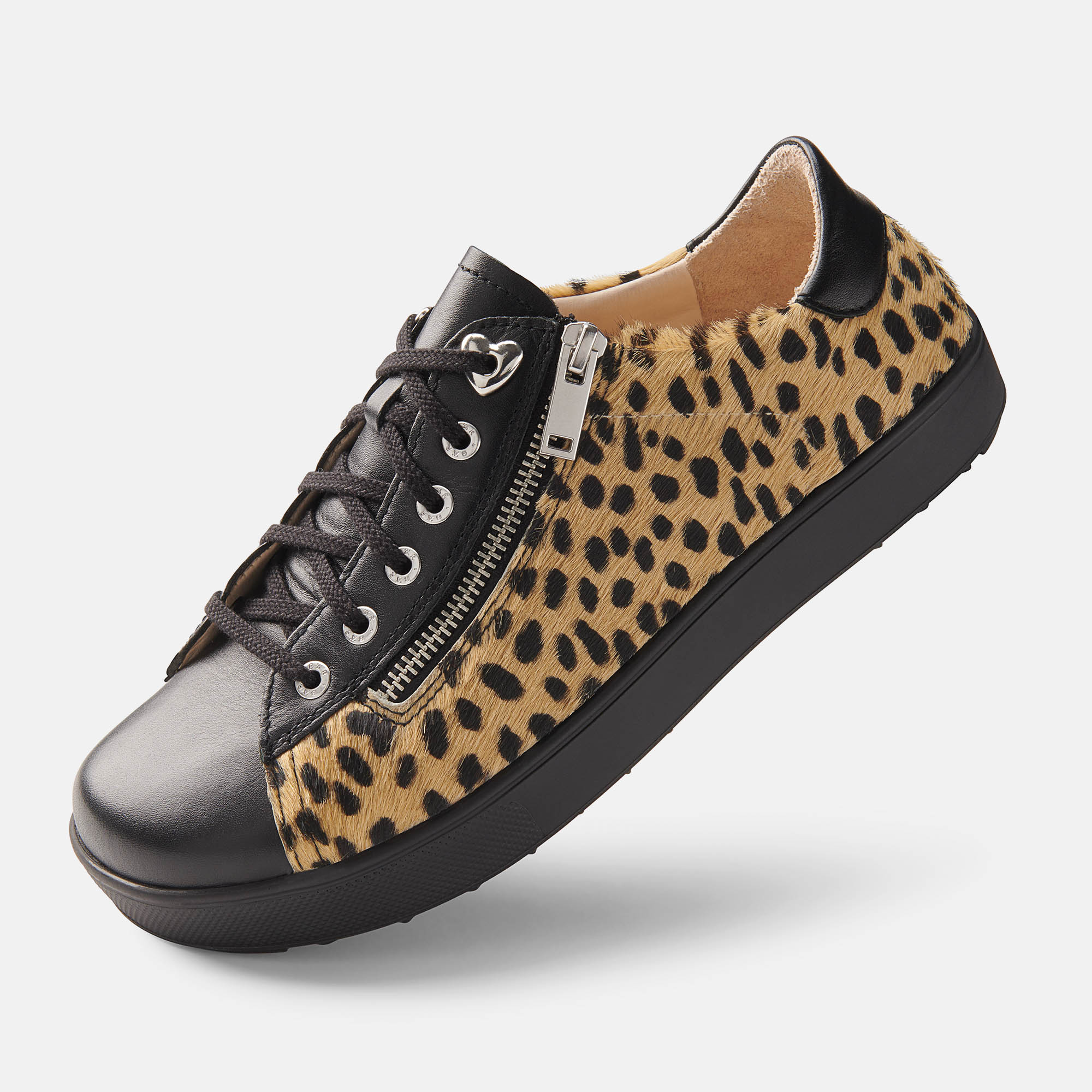 BÄR Schuhe Damenschuhe Freizeitschuhe Margot schwarz/leo Kalbnappaleder, Gefärbtes Rindfell Produktbild