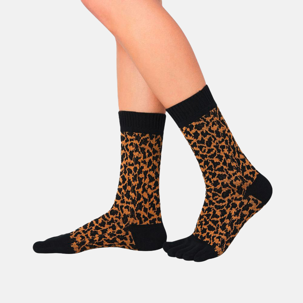 BÄR Schuhe Zehensocken Leopard braun/schwarz Produktbild